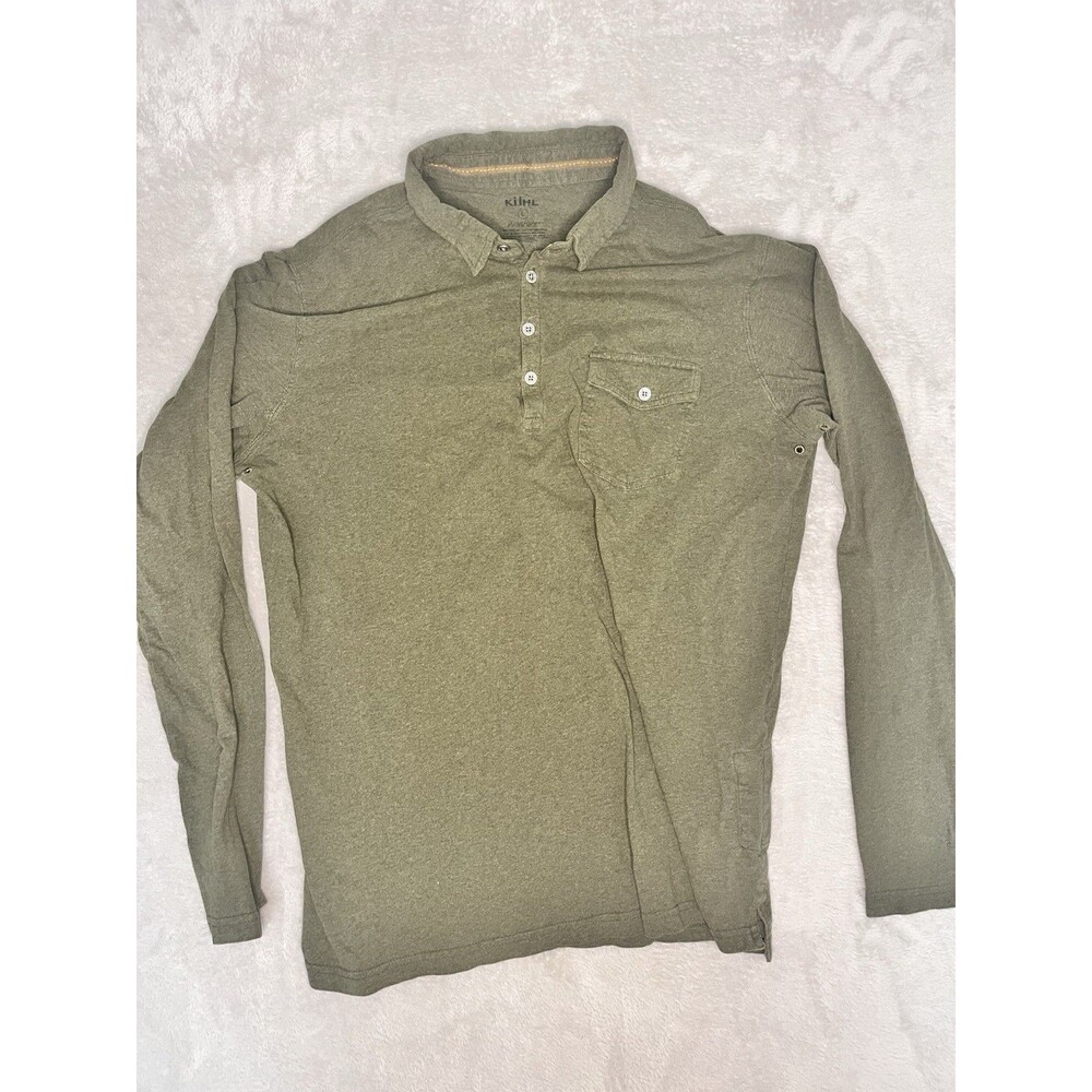Kuhl Wildfibre Polo Shirt Mens Size L Green Long Sleeve Outdoors Hiking